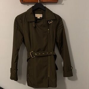 Olive Green Belted Women's Jacket